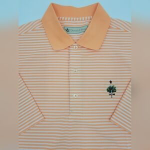 Donald Ross Merion Golf Club Performance Orange White Striped Polo Medium Mens